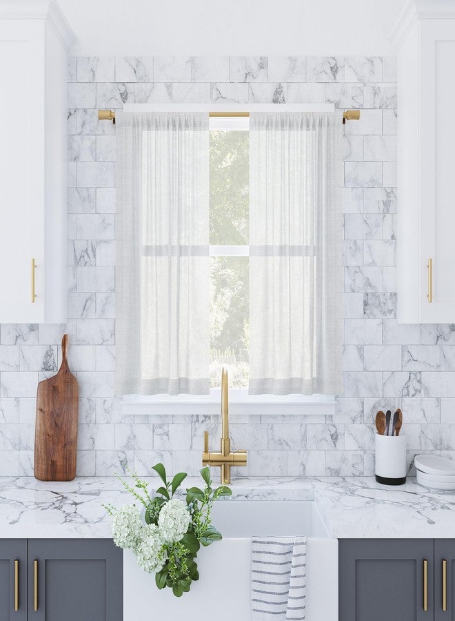 Archaeo Slub Textured Linen Blend Cafe Curtain Pair, 56" x 36", White - Image 1